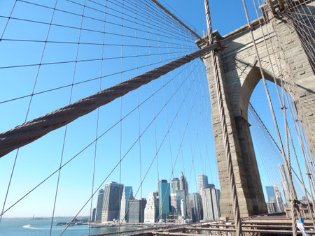 Brooklyn Bridge in New York City, United States of America.の写真素材