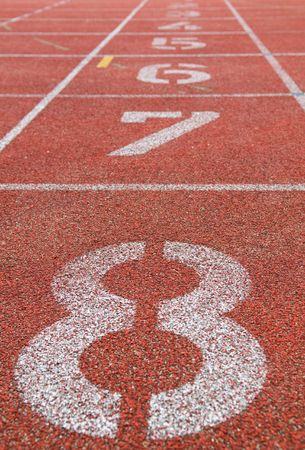Part of the starting lane of a race track