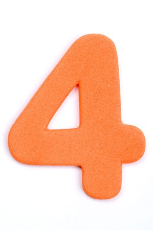 The digit four in foam material.