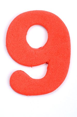 The digit nine in foam material.の写真素材