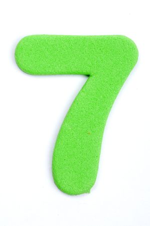 The digit seven in foam material.