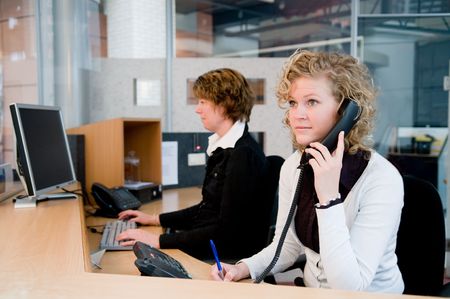 Reception or front desk in an officebuildingの写真素材