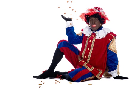Zwarte Piet is a character, part of a  Dutch tradition called "Sinterklaas", which is celebrated at December the fifth.の写真素材