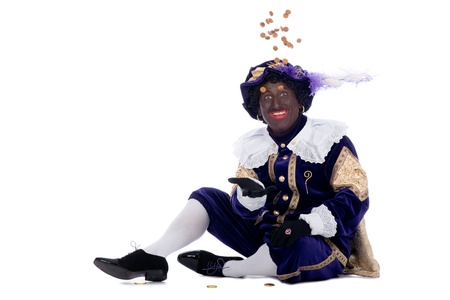 Zwarte Piet is a character, part of a  Dutch tradition called "Sinterklaas", which is celebrated at December the fifth.の写真素材