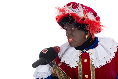 Zwarte Piet is a character, part of a  Dutch tradition called "Sinterklaas", which is celebrated at December the fifth.の写真素材