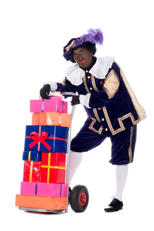 Zwarte Piet is a character, part of a  Dutch tradition called "Sinterklaas", which is celebrated at December the fifth.の写真素材