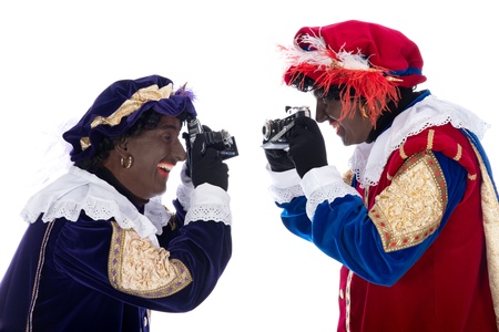 Zwarte Piet is a character, part of a  Dutch tradition called "Sinterklaas", which is celebrated at December the fifth.の写真素材