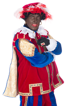 Portrait of Zwarte Piet on a white backgroundの写真素材