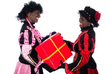 Zwarte Piet (Black Pete) is a character, part of a  Dutch tradition called "Sinterklaas", which is celebrated at December the fifth.の写真素材