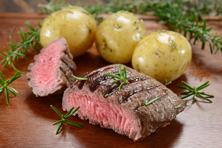 Fillet of beef and potatoesの写真素材