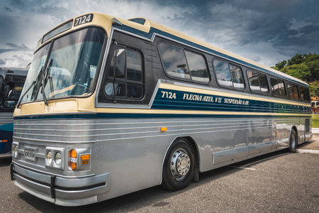 Vehicle on display at Bus Brasil Fest (BBF 2019), held in the city of SÃ£o Paulo.のeditorial素材