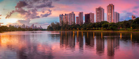 View of IgapÃ³ Lake in the city of Londrina, Brazil.の写真素材