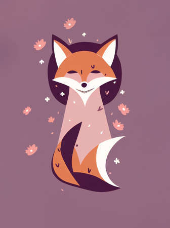 Illustrative drawing of a small fox. Ideal figure for virtual or printed use.