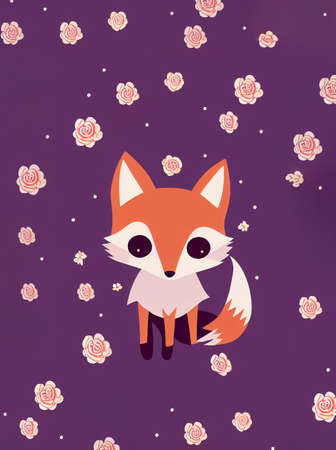 Illustrative drawing of a small fox. Ideal figure for virtual or printed use.の写真素材