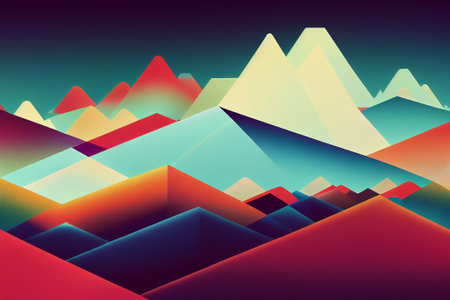 Illustrative drawing of a surreal color landscape. Ideal figure for virtual or printed use.の写真素材