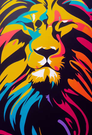 Illustrative graffiti art drawing of a strong lion. Ideal figure for virtual or printed use.の写真素材