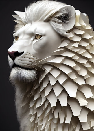 Illustrative drawing of a white lion in portraid.の写真素材