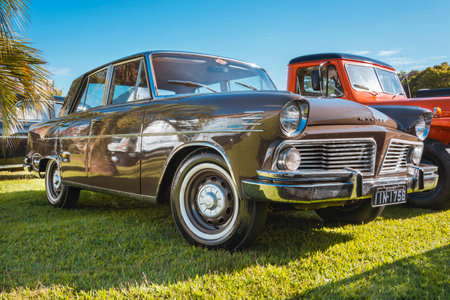 Vehicle Ford Aero Willys 1968 on display at vintage car fair. Car made in Brazil on the same platform and engine of the Jeep.のeditorial素材