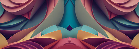 Abstract wallpaper multicolored background. Symmetrical. Vivid colors. 3d render.の写真素材