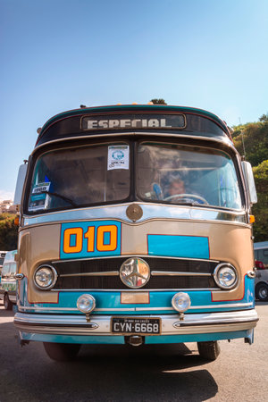 Vehicle Mercedes-Benz Monobloco O-321 H 1968 on display at Bus Brasil Fest (BBF 2021), held in the city of SÃ£o Paulo.のeditorial素材