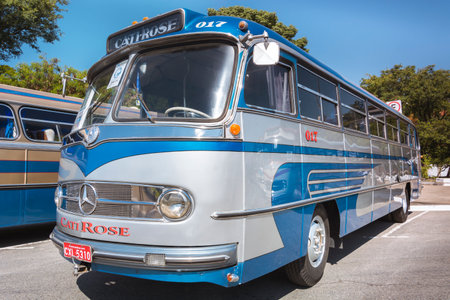 Vehicle Mercedes-Benz Monobloco O-321 H 1965 on display at Bus Brasil Fest (BBF 2021), held in the city of SÃ£o Paulo.のeditorial素材