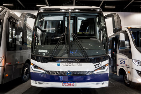 Mascarello Roma R6 2019 Mercedes-Benz O-500 RS 2022 bus on display at the LAT.BUS 2022 show, held in the city of SÃ£o Paulo.のeditorial素材