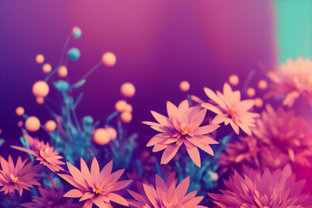 Abstract flower background. Vivid colors. 3D illustration.の写真素材