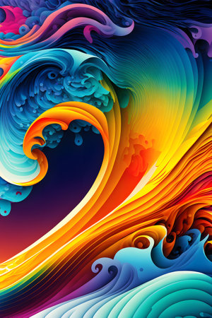 Colorful abstract ocean waves as wallpaper background illustration.