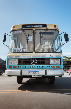 Bus vehicle Caio Gabriela Mercedes-Benz LPO 1133 1980 on display at Bus Brasil Fest 2022 show, held in the city of Barueri.のeditorial素材