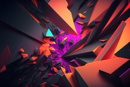 Abstract futuristic background composition. Multicolored. Generative AI.の素材