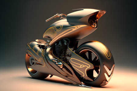 Futuristic motorcycle prototype concept. 3D representation. Generative AI.の写真素材