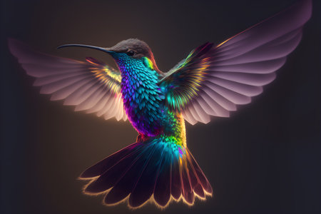 Picture of a multicolored hummingbird. Slight depth of field and