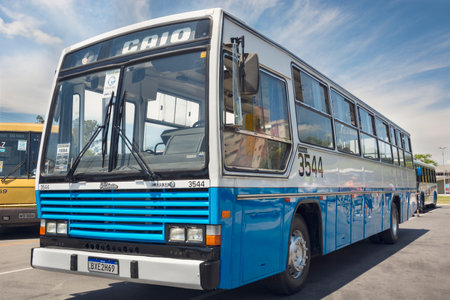 Bus vehicle Caio Padron Vitoria Mercedes-Benz OF 1620 1994 on display at Bus Brasil Fest 2022 show, held in the city of Barueri.のeditorial素材