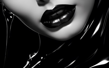 Close-up figure of a female face in black and white noir style. Cinematic light.の素材