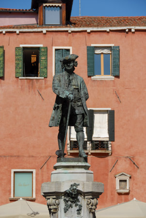 Carlo Goldoni Statue Historical monument in Veniceのeditorial素材