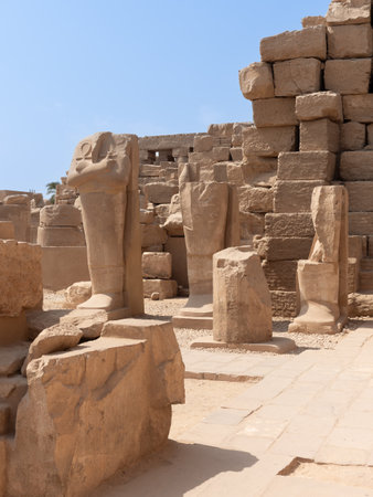 Archeological remains of the Karnak temple, Luxor Egyptの写真素材