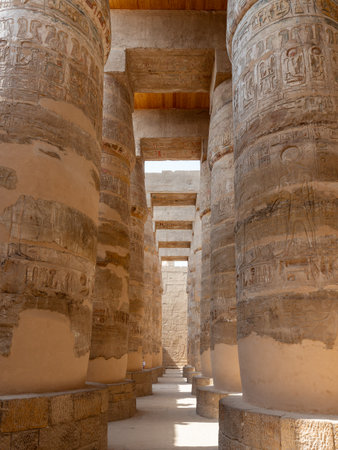 Columns of the Karnak temple in Luxor, Egypt.