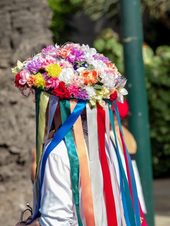 Typical and traditional hat with lot of verdiales colors music group from the mountains of Malagaの写真素材