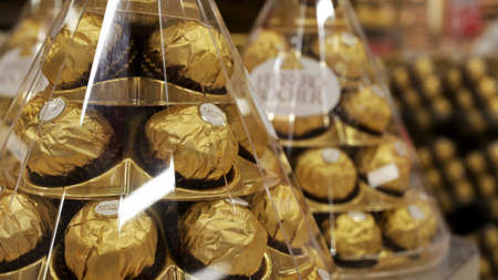 Ferrero rocher typical bombon in christmas daysのeditorial素材