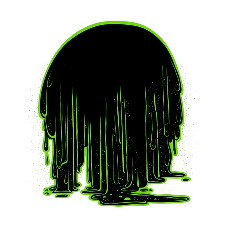 The flow of luminescent glowing green radioactive sludge.のイラスト素材