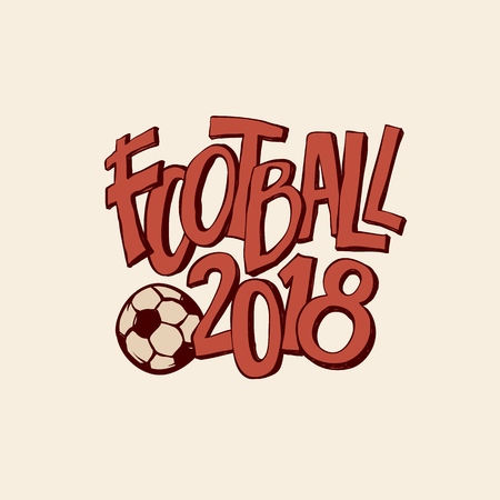 Vector retro football art with ball championship 2018. Sport vintage style signage print outline illustration inscription painted lettersのイラスト素材