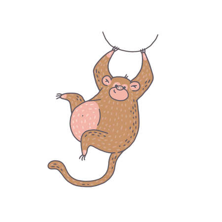 Cute monkey animal. Cartoon colorful character illustration.のイラスト素材