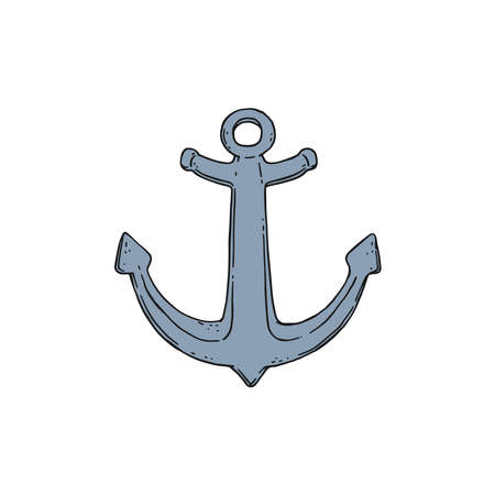 anchor vector doodle sketch outline isolated illustration.のイラスト素材