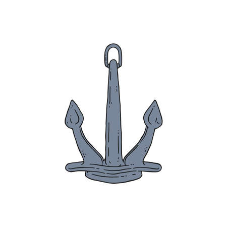 anchor vector doodle sketch outline isolated illustration.