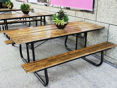 Table and chair in restaurantの写真素材