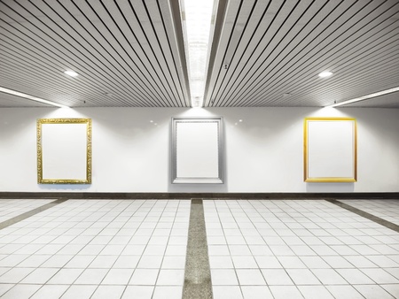 Art gallery with blank canvasの写真素材