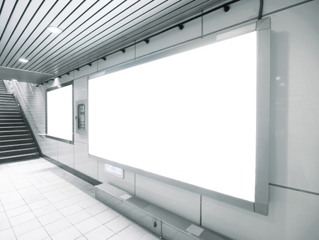 Blank billboard in underground passage の写真素材