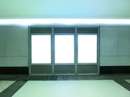 Blank billboard in modern buildingの写真素材