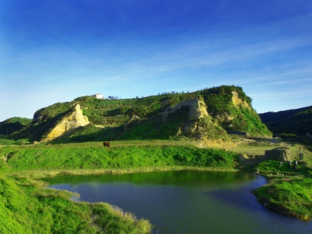 Mountain and lakeの写真素材