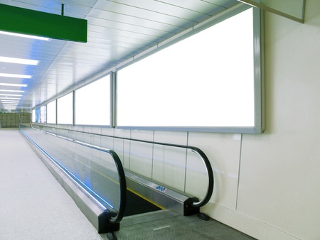 Blank billboard in underground passageの写真素材